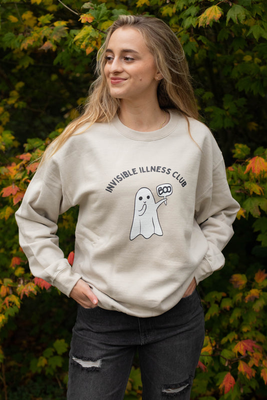 Invisible illness awareness with ghost crewneck