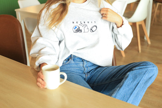 Detroit Lions Embroidered Crewneck