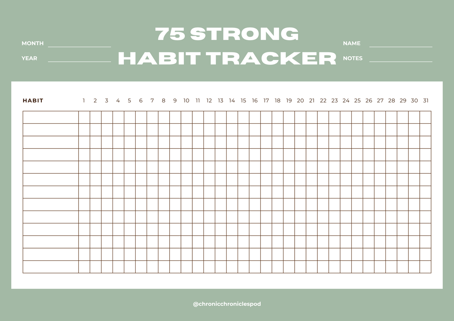 75 Strong Habit Tracker (Digital Download)