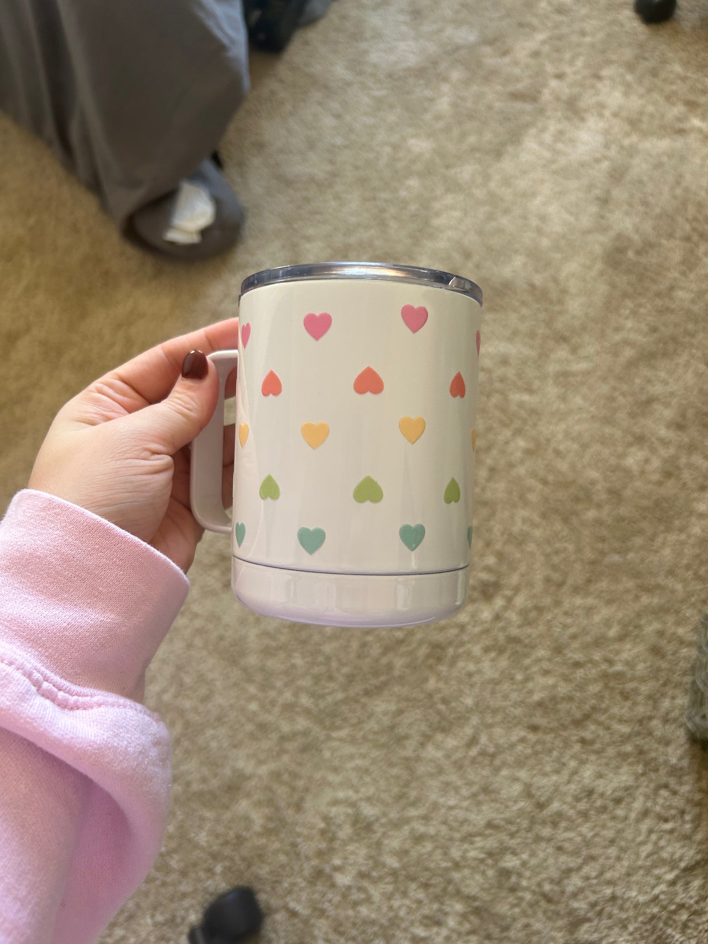 Multi Colored Hearts To Go Mug