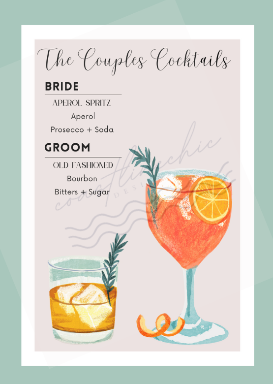 Couples Cocktails Wedding Sign