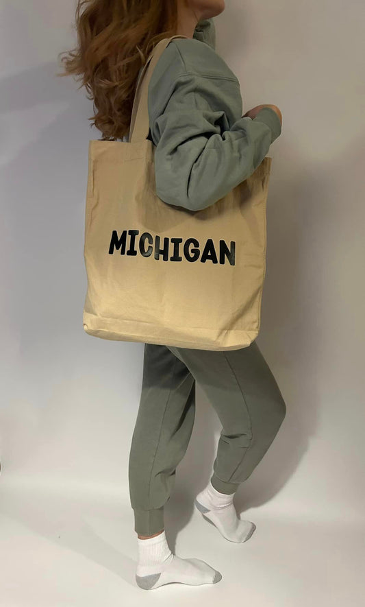 Michigan Beige Tote Bag (All States Available)